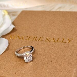 3 Carat Oval Engagement Style Ring W/ Micro Pave Setting Sincere Sally Sz 5 NEW!